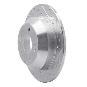 Hyundai Santa Fe Brake Rotor (1) - Rear Right - R1 Concepts - Drilled & Slotted - Silver - `10-`21